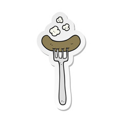 sticker of a cartoon cooked sausage