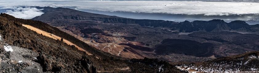 Huge gigapan view of Teide crater and research center over the clouds