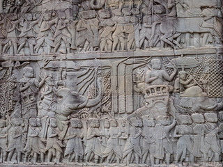 Angkor Wat Temple wall carvings, Cambodia