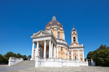 Fototapeta na wymiar Superga basilica in Turin, Unesco World Heritage Site in a sunny summer day in Italy