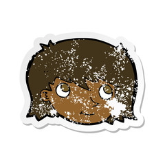 retro distressed sticker of a cartoon female face