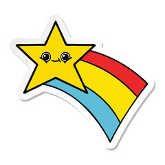 sticker of a cute cartoon shooting rainbow star