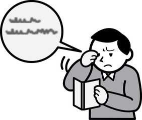 目のかすみに悩まされる男性