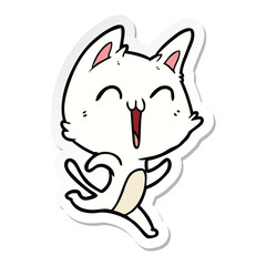 sticker of a happy cartoon cat