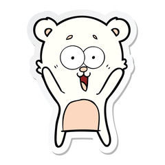 sticker of a laughing teddy  bear cartoon