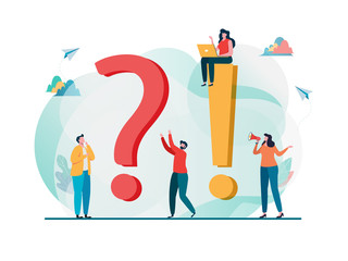 Question and answer metaphor Frequently asked questions vector illustration