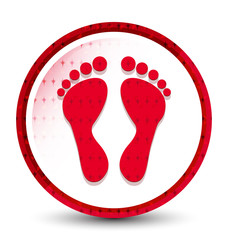 Footprint icon misty frozen red round button