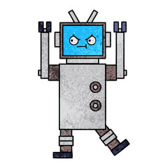 retro grunge texture cartoon robot