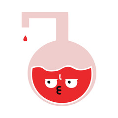 flat color retro cartoon science experiment