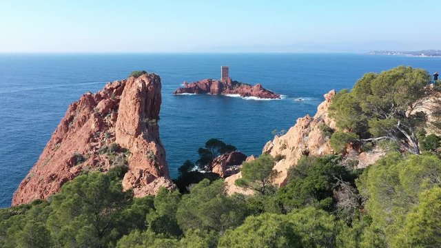 Aerial view of cap Esterel on French Riviera, between Cannes and Saint Raphael,