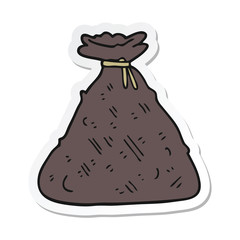 sticker of a cartoon old hessian sack