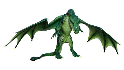 3D Rendering Fairy Tale Dragon on White