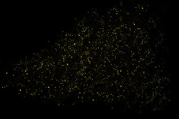 Glitter dust overlay, abstract background, shiny light gold glitter bokeh
