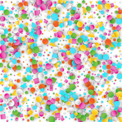 Colored Carnaval Confetti Background with Geometric Shapes
