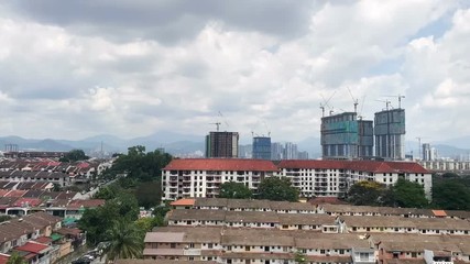 Urban Day time highrise building skyline constructions time lapse