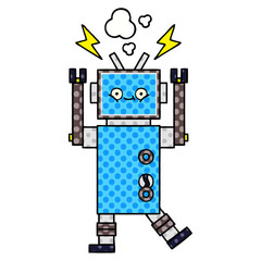 comic book style cartoon dancing robot
