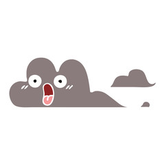 flat color retro cartoon storm cloud