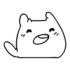 line drawing of a kawaii cat