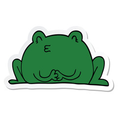 sticker of a cute cartoon frog