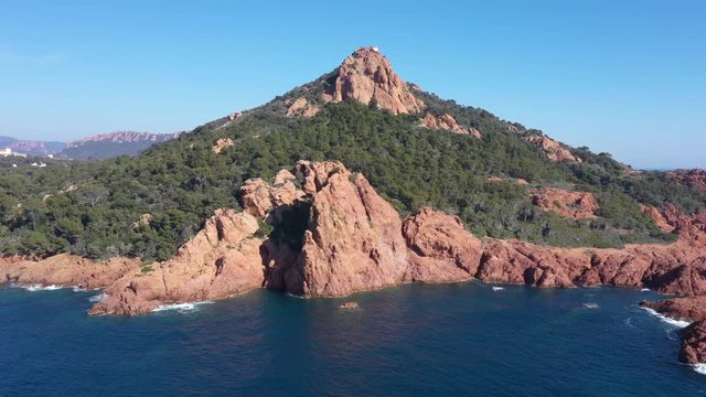 Aerial view of cap Esterel on French Riviera, between Cannes and Saint Raphael,