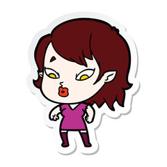 sticker of a cute cartoon vampire girl