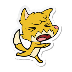 sticker of a angry cartoon fox running
