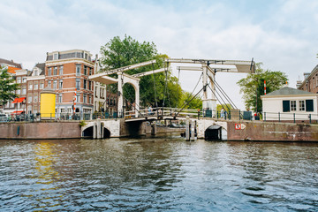 Fototapeta premium Amsterdam, Netherlands September 5, 2017: canals and rivers. City landscape. Tourist place. Sights.
