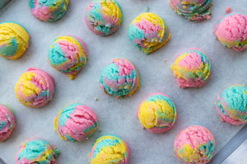 Homemade rainbow or pastel cookie.