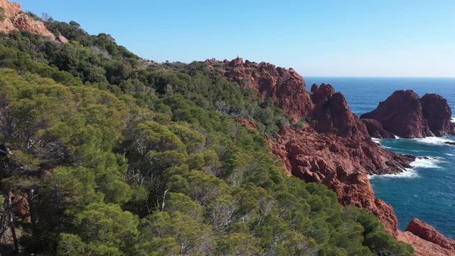 Aerial view of cap Esterel on French Riviera, between Cannes and Saint Raphael,