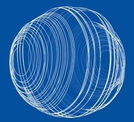 Sphere of spirals outline. Vector