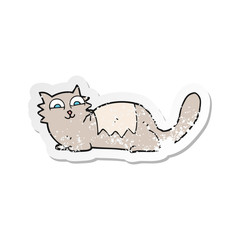 retro distressed sticker of a cartoon cat