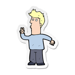 sticker of a cartoon man signalling with hand