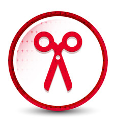 Scissors icon misty frozen red round button