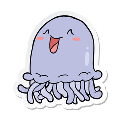 sticker of a cartoon jellyfish