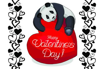 valentine's day panda heart
