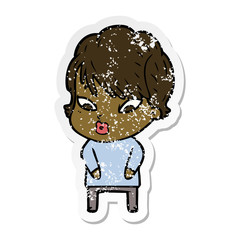 distressed sticker of a cartoon woman