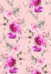 Fototapeta na wymiar Seamless summer pattern with watercolor flowers handmade.