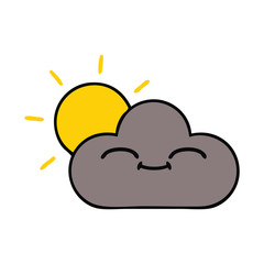 cute cartoon storm cloud and sun