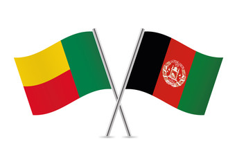 Benin and Afganistan flags. Vector illustration.