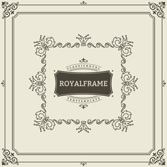 Vintage Ornament Greeting Card Vector Template. Retro Luxury Invitation, Royal Certificate. Flourishes frame. Vintage ornament, Ornamental Frame.