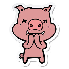 sticker of a angry cartoon pig