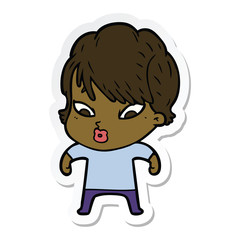 sticker of a cartoon woman