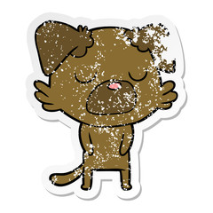 Obraz premium distressed sticker of a cartoon dog