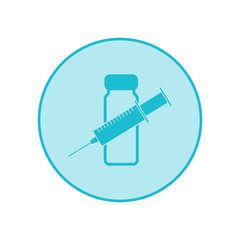 Blue Syringe Icon Isolated on White Background