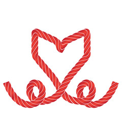 Fototapeta premium Vector Rope Heart Icon or Love Symbol Frame Isolated
