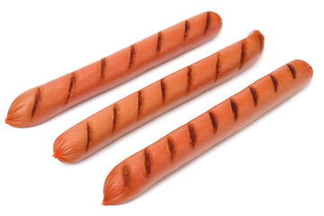 grilled sausages isolated on a white background