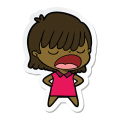 sticker of a cartoon woman talking loudly