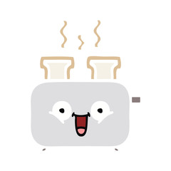 flat color retro cartoon of a toaster