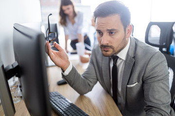 Group of unsuccessful business people and badly managed company leads to unhappiness