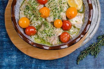 Baked sea fish fillet